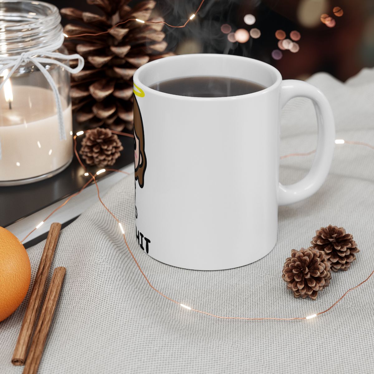 Christmas Themed Coffee Mug with Holiday Decoration
