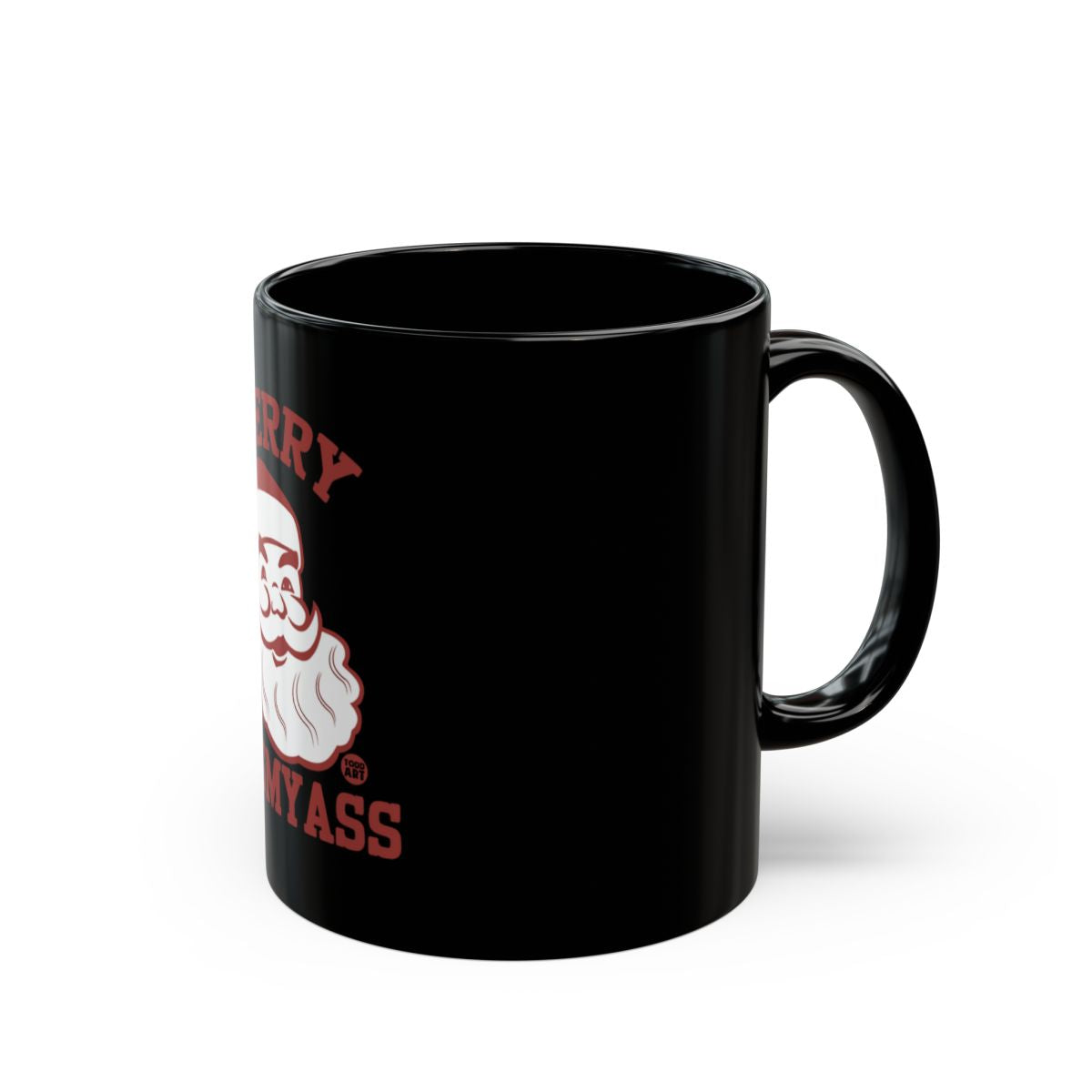 Merry Kissmyass Santa Face Black Mug