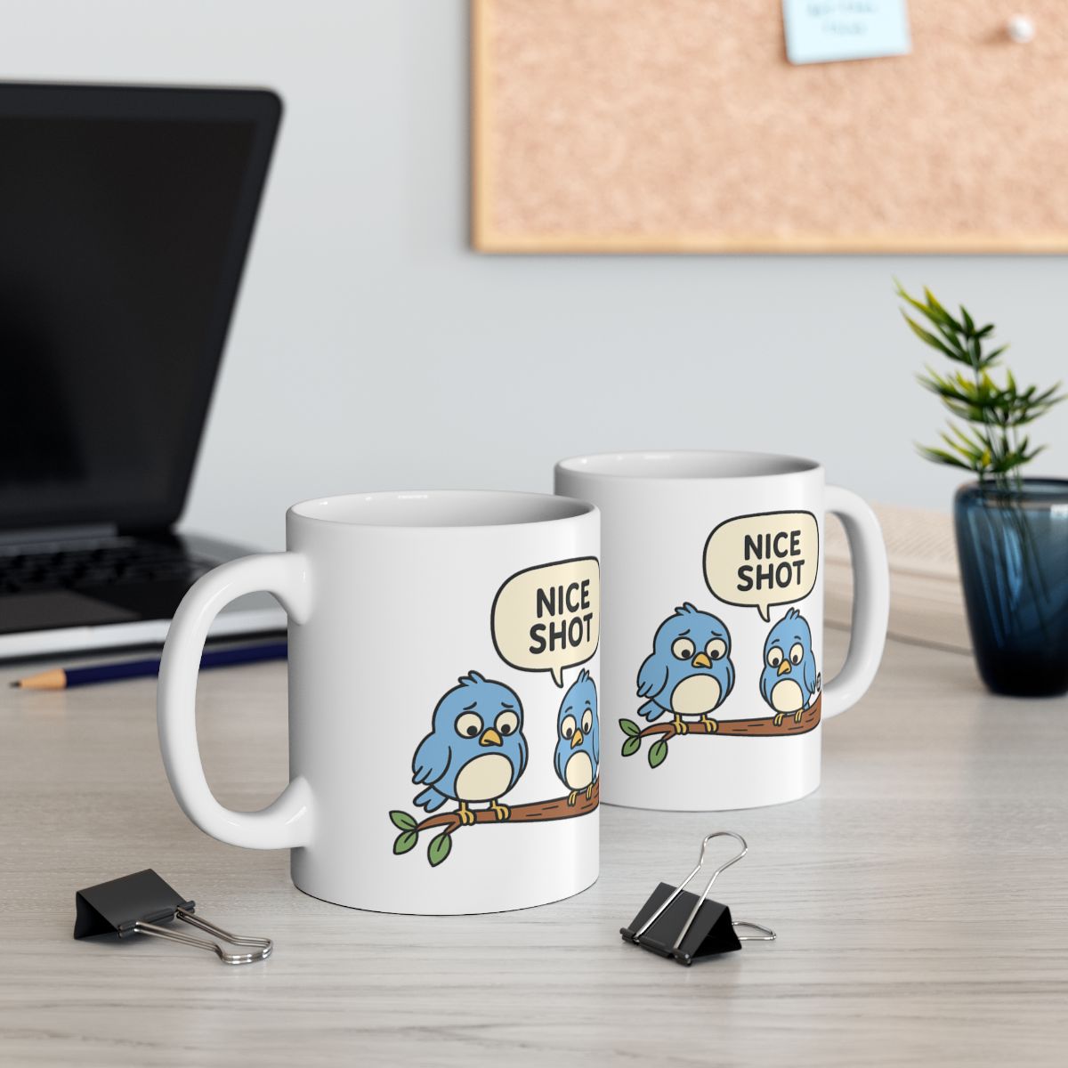 Nice Shot Blue Birds Design Mug for Your Morning Coffee