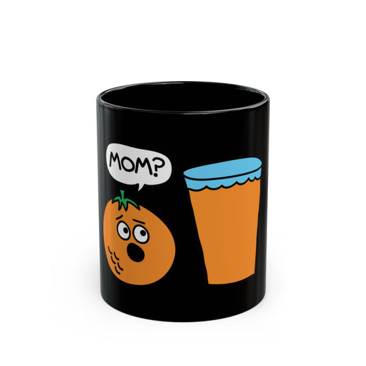 Cartoon Orange and Drink Black Coffee Mug
