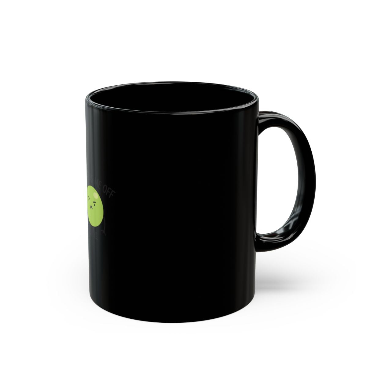 Cute Black Mug with Green Smiley Face Design