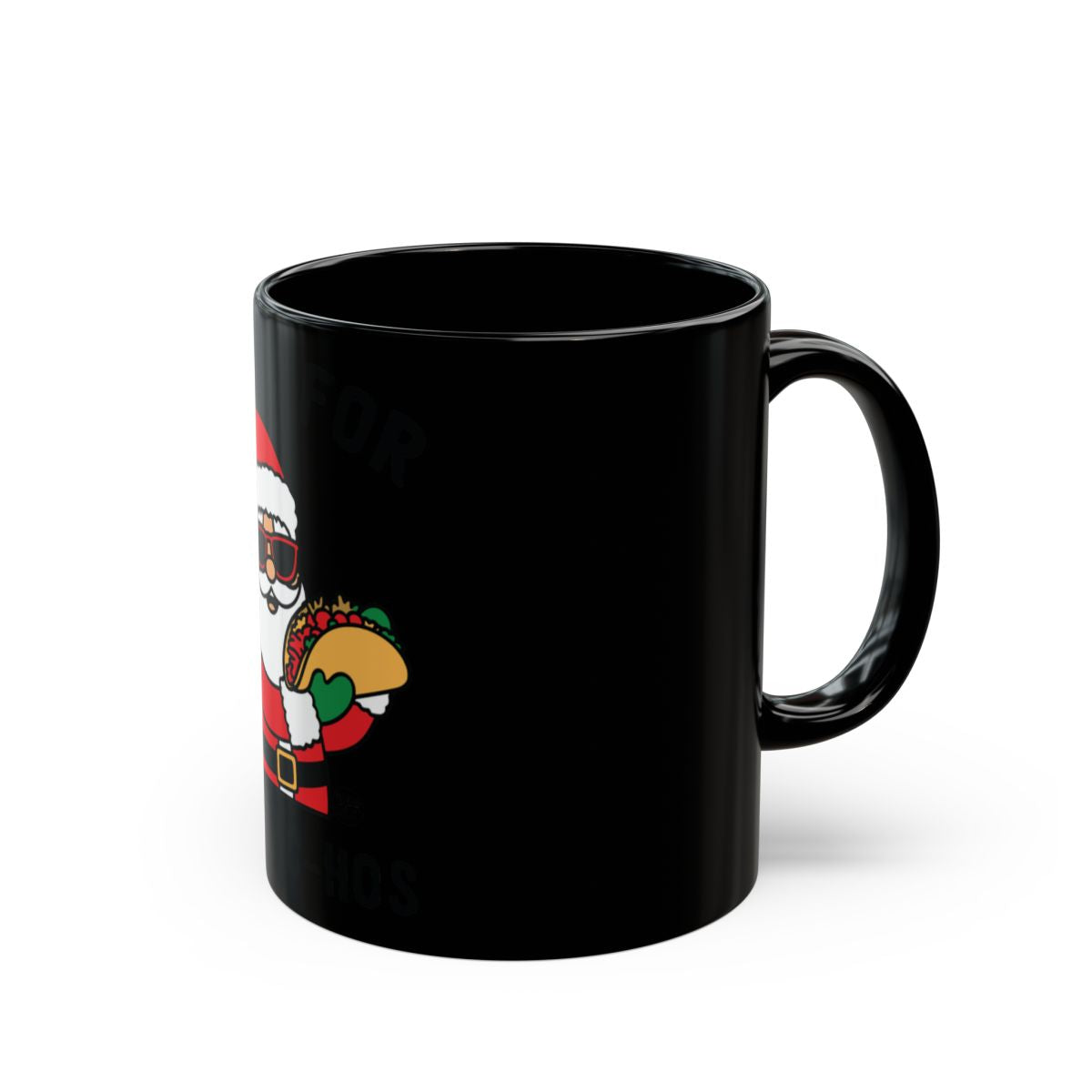 Santa Holding Taco in Hand Black Coffee Mug