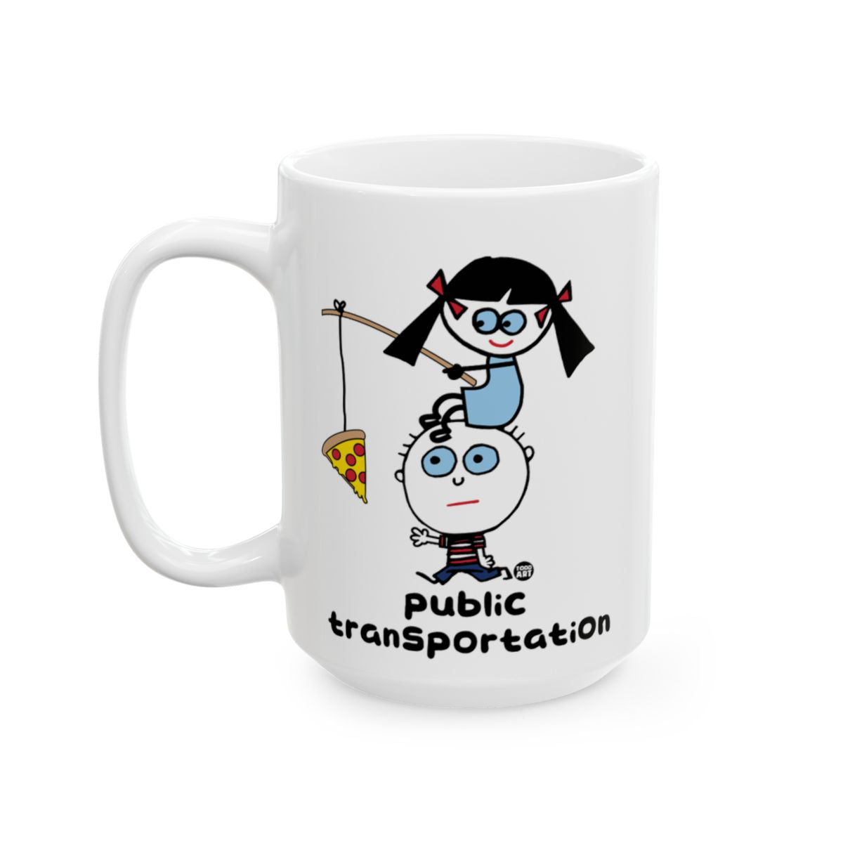 Humorous Public Transportation Cartoon Mug