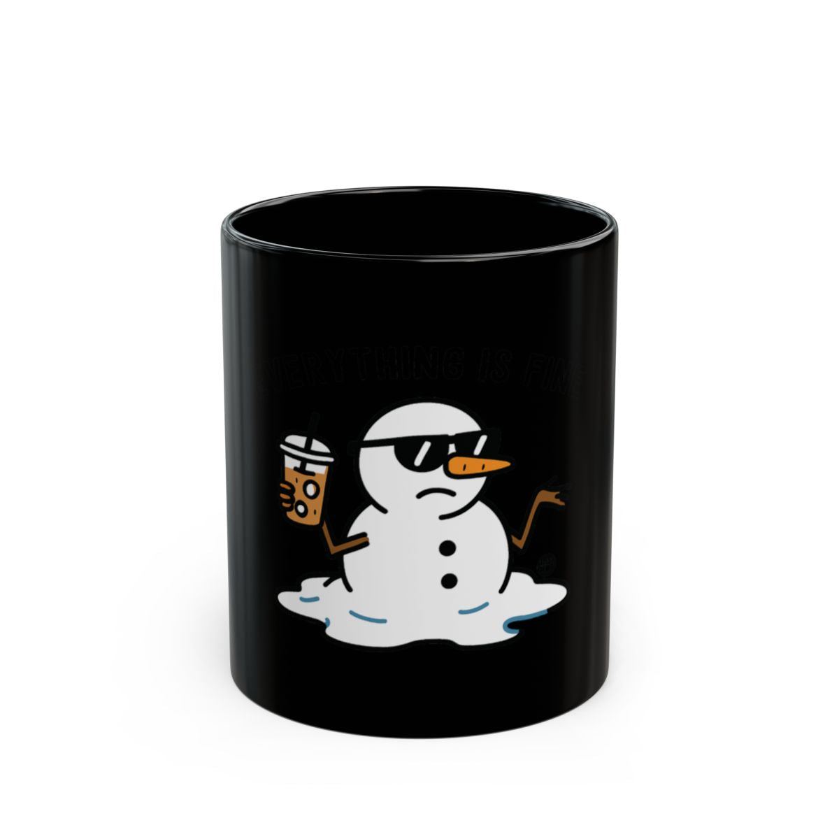 Funny Snowman Sitting with Drink Design Mug