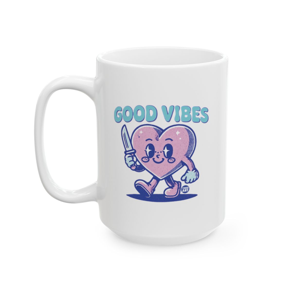 Good Vibes Cute Heart Character Mug