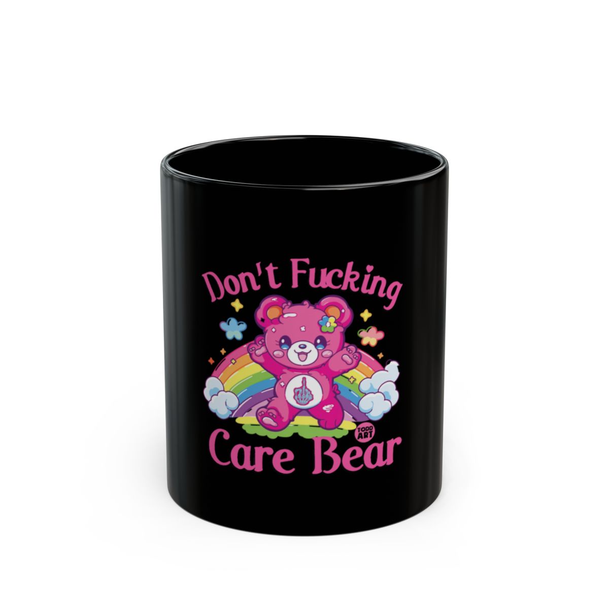Don't Fucking Care Bear Black Mug