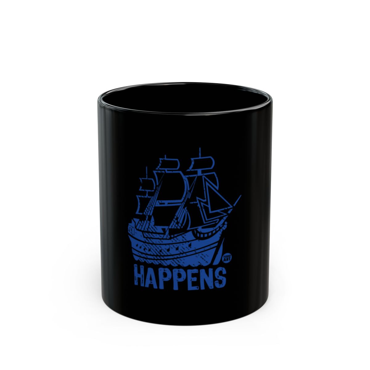Ship Happens Funny Black Coffee Mug