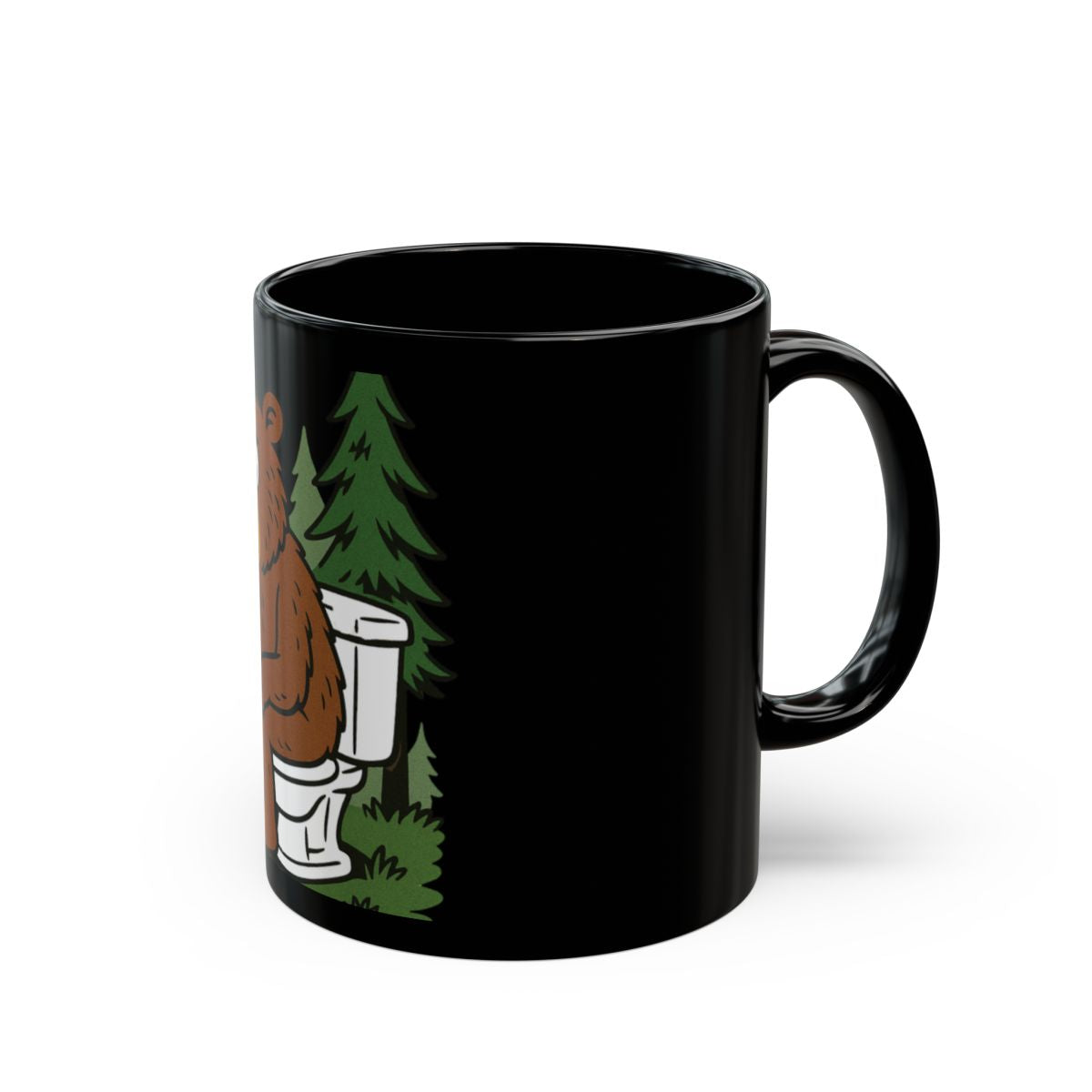 Funny Bear with Toilet Cartoon Print Mug