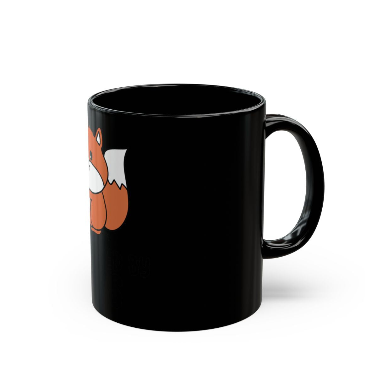 Cute Orange Fox Design on Black Coffee Mug