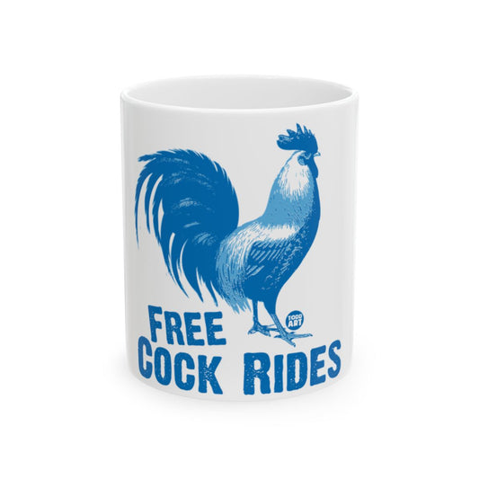 Free Cock Rides Funny Blue Chicken Design Mug
