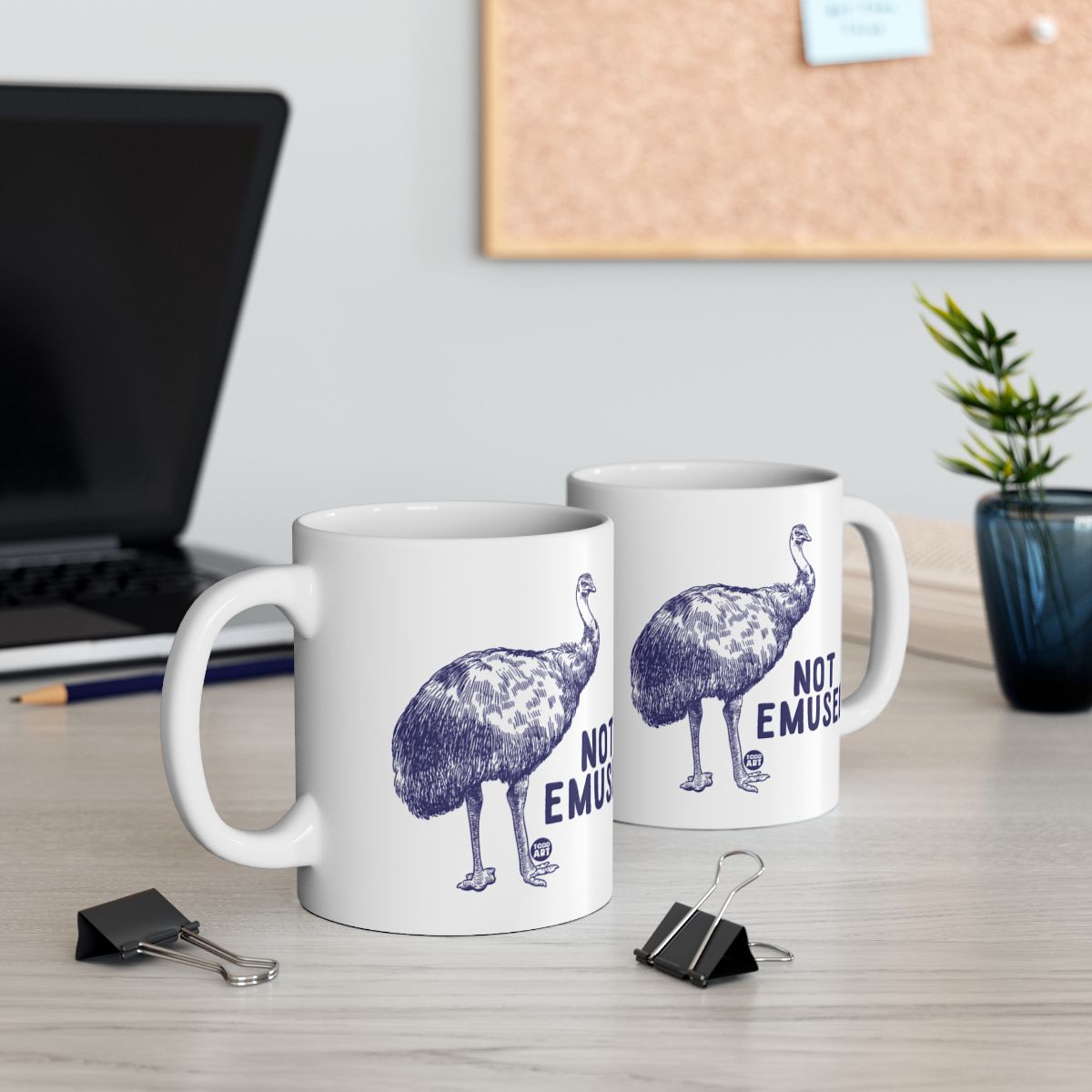 Not Emused Blue Emu Graphic Coffee Mug Set