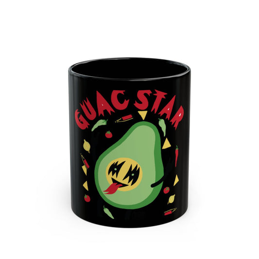 Guac Star Avocado Design Black Coffee Mug
