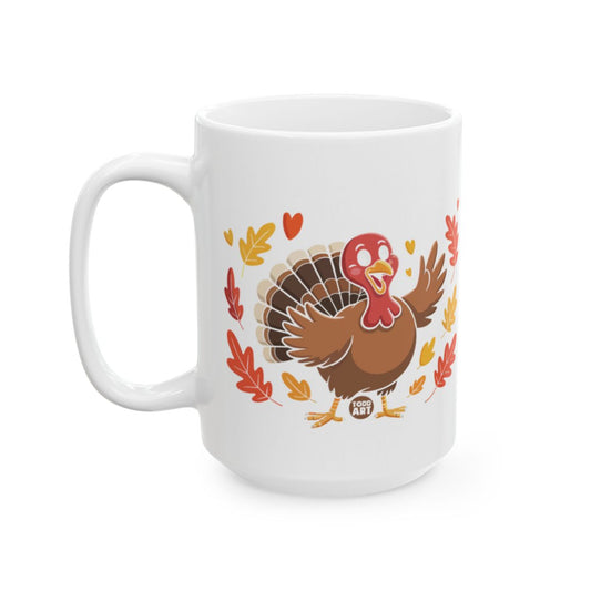 Cheerful Turkey Design White Mug for Festive Mornings
