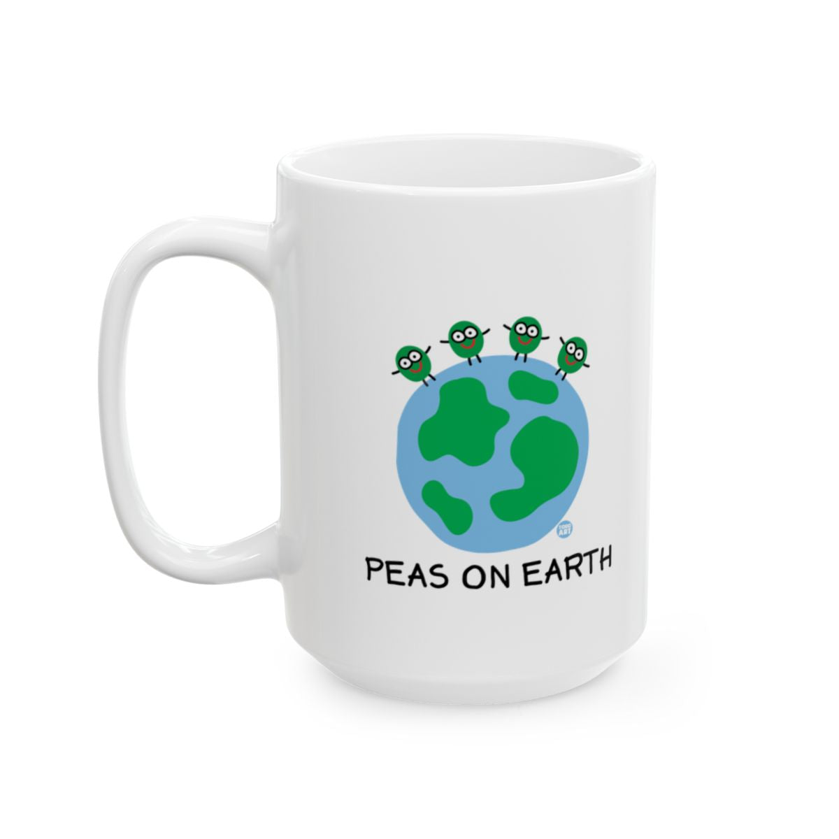Peas on Earth Funny Mug with Green Peas Illustration