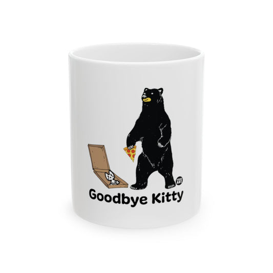 Goodbye Kitty Funny Bear Parody White Mug