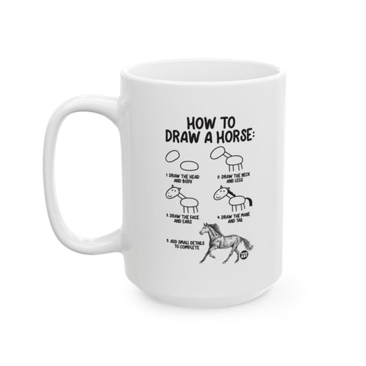 How to Draw a Horse Diagram Large White Mug
