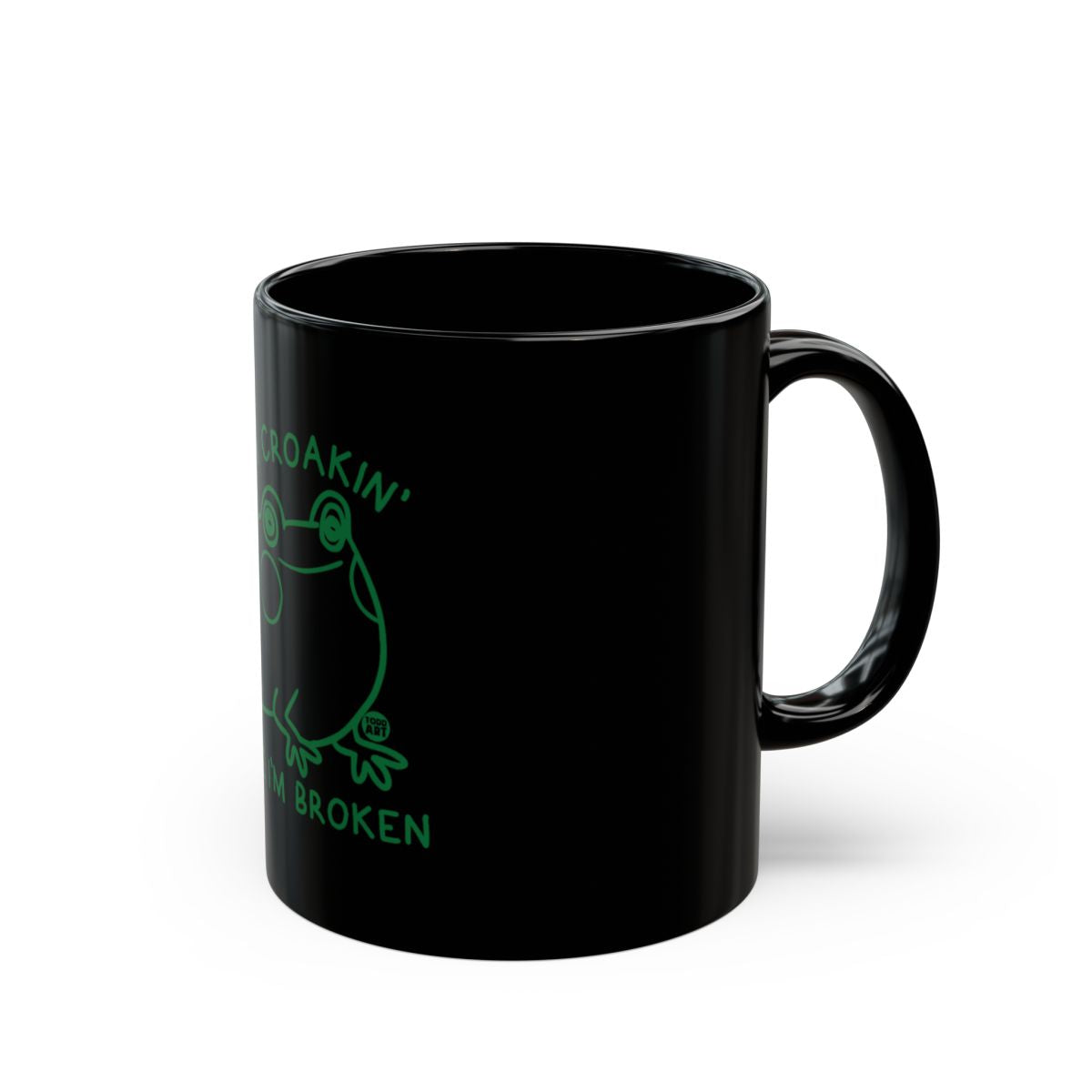 Black Mug with Funny Frog Print and Humorous Quote Mug
