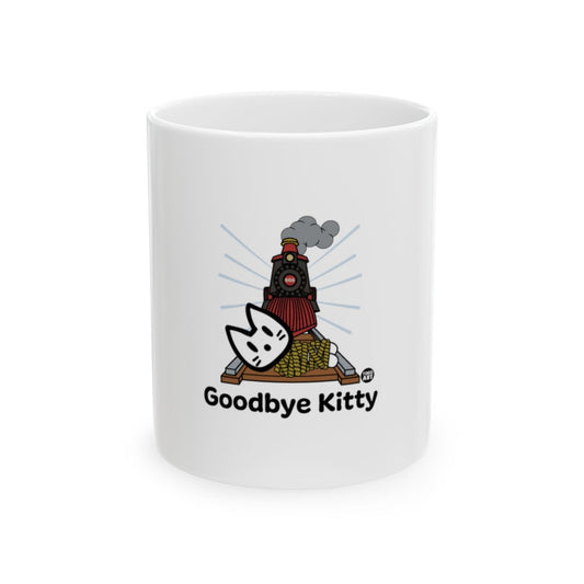 Goodbye Kitty Train Steam Engine Humorous Design Mug
