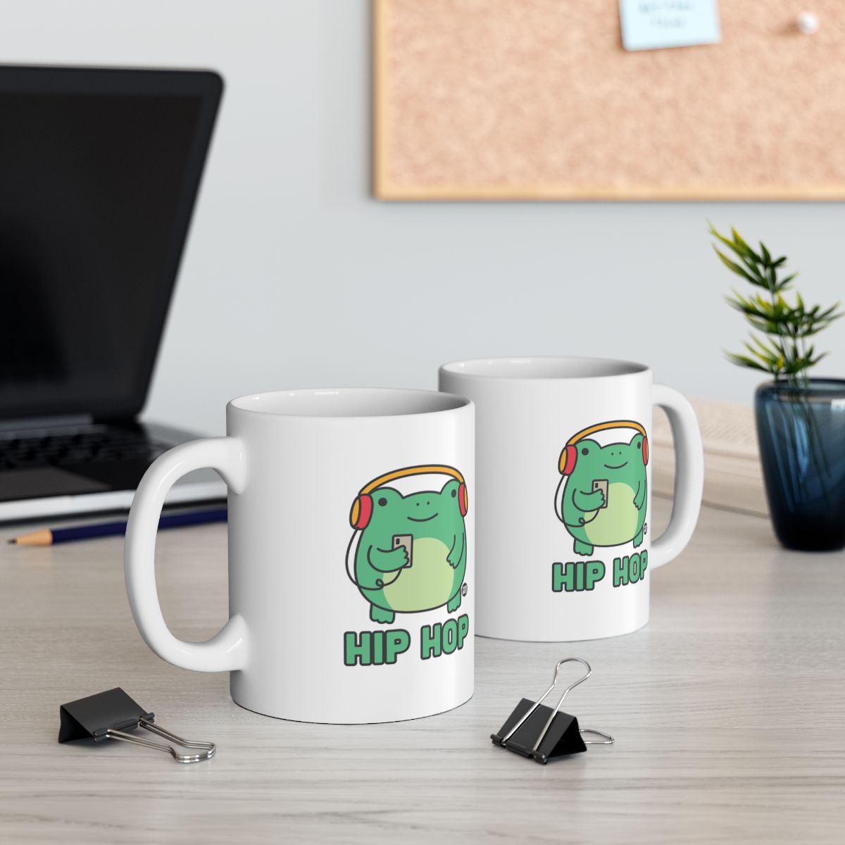 Hip Hop Frog with Headphones Design on Coffee Mug