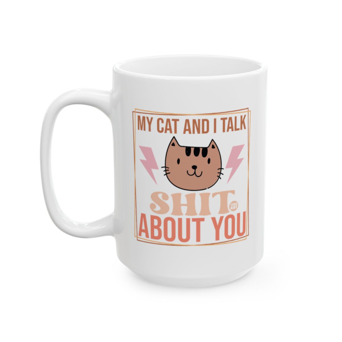 Funny Cat and Owner Talking Behind Your Back Mug