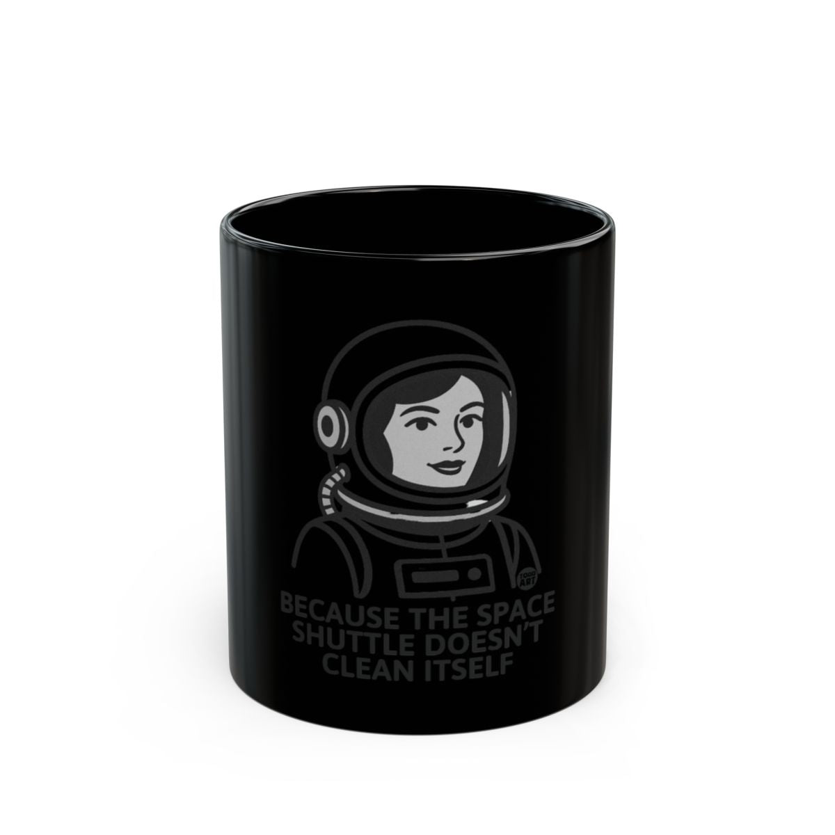Space Shuttle Cleaning Astronaut Black Mug
