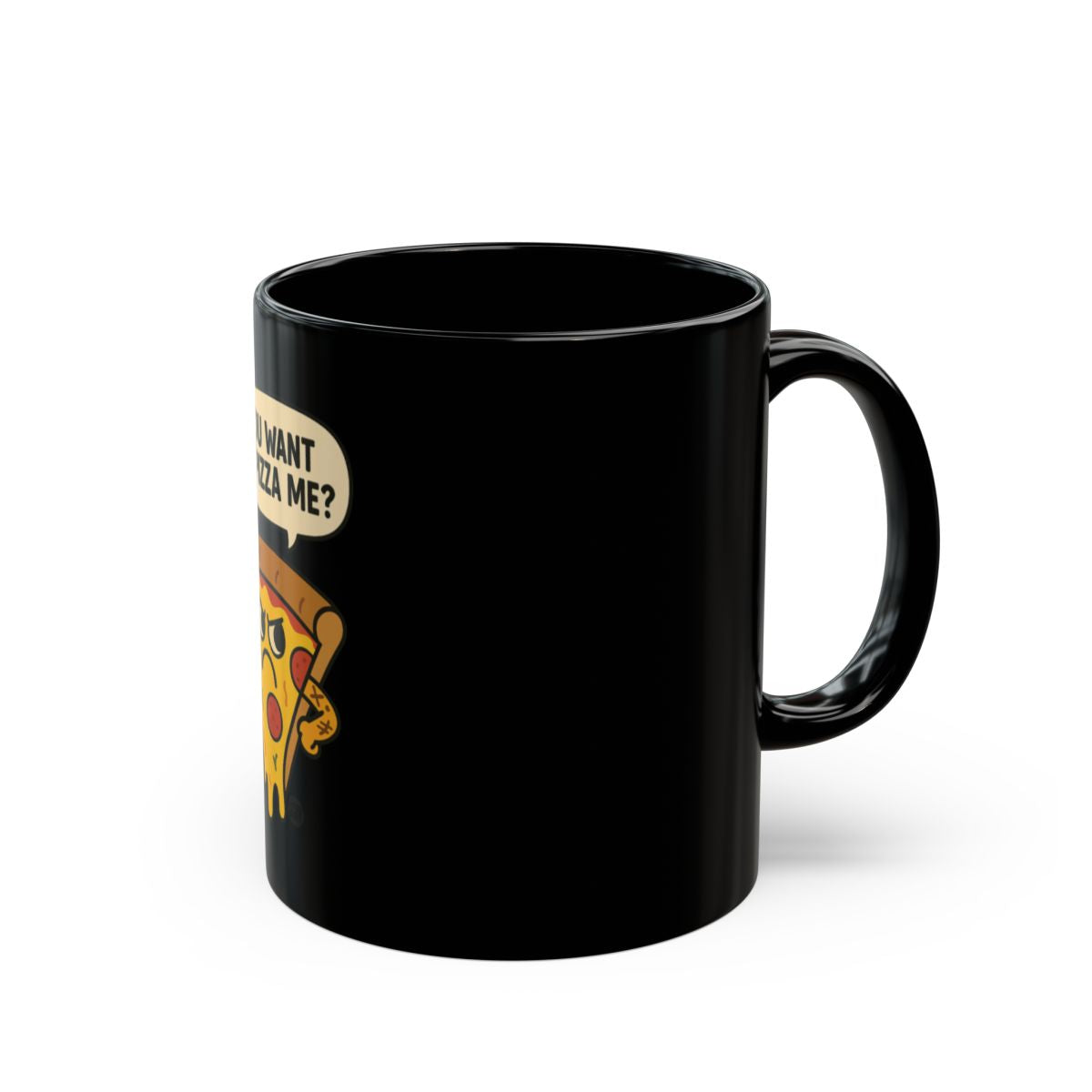 Funny Pizza Slice Design Black Coffee Mug