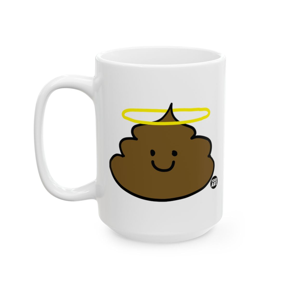 Cute Smiling Poop Emoji with Halo Design Mug