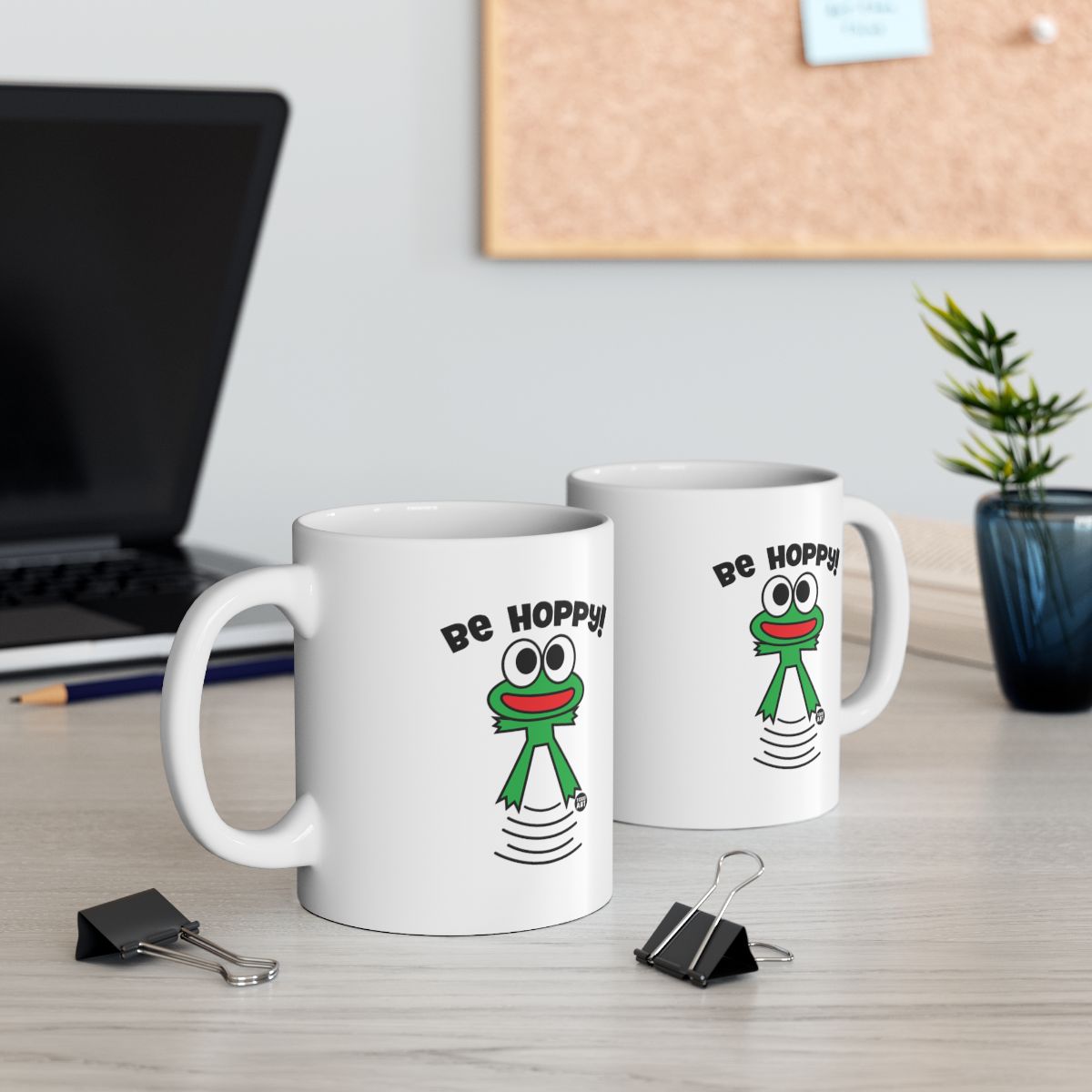 Be Hoppy Frog Design Coffee Mug for Your Desk