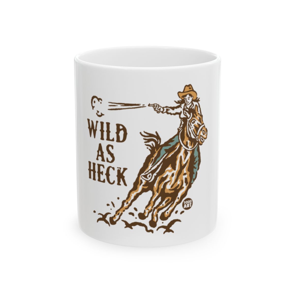 Wild As Heck cowboy shooting horse design mug