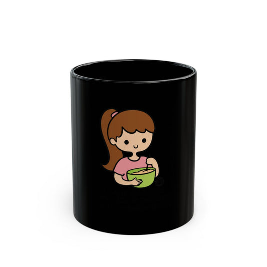 Cute Cartoon Girl Mixing Bowl Black Mug
