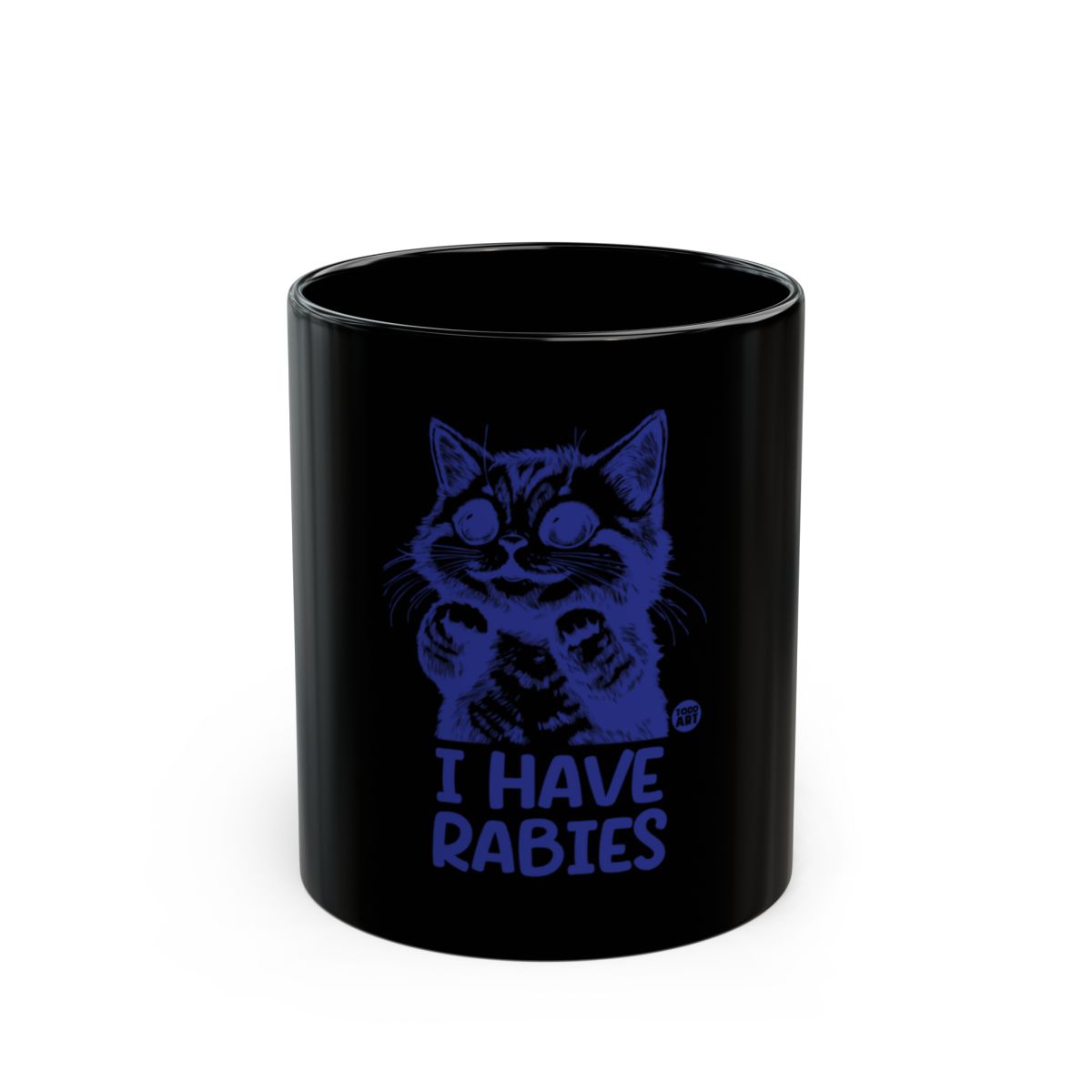 I Have Rabies Cat Design Printed Black Mug