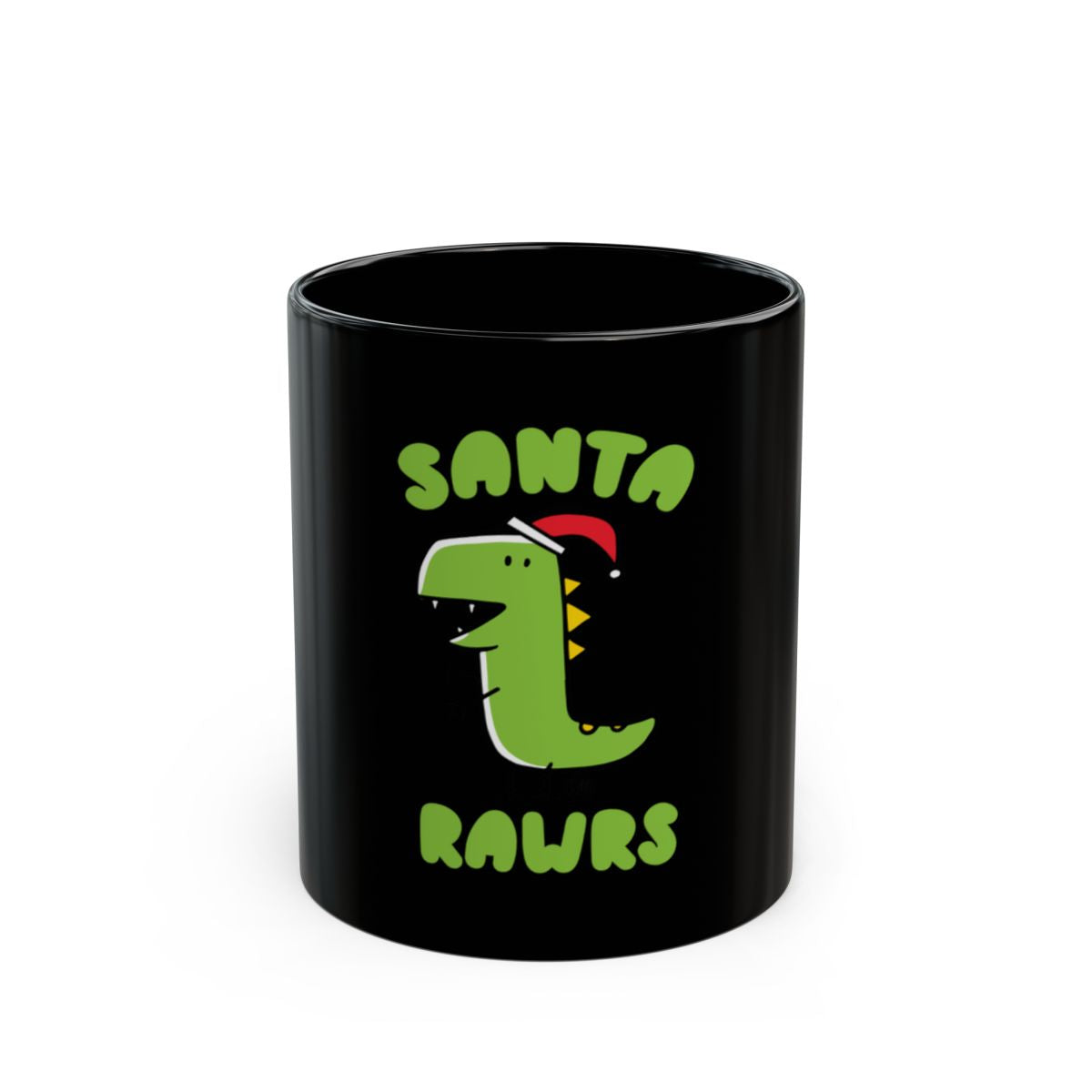 Cute Santa Rawrs Dinosaur Black Mug Christmas Gift