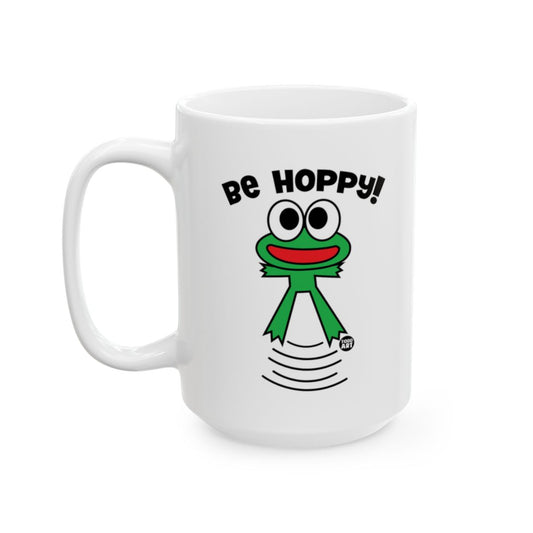 Be Hoppy Frog with Green Scarf Fun and Cheerful Mug