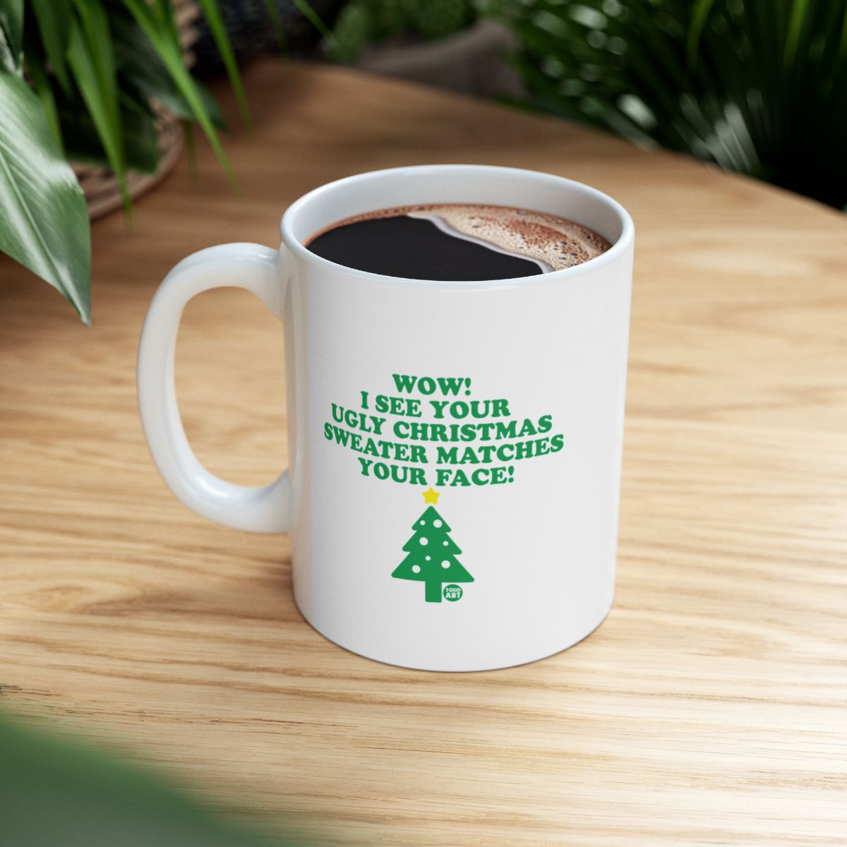 Ugly Christmas Sweater Matches Your Face Funny Mug