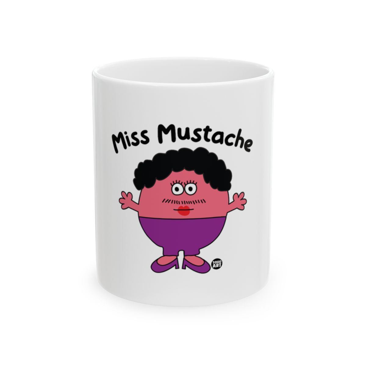 Miss Mustache Cartoon Character White Mug