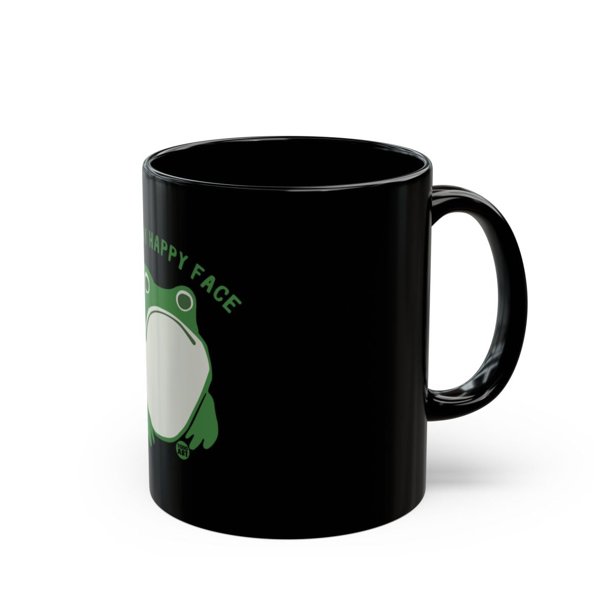 Happy Face Frog Black Coffee Mug