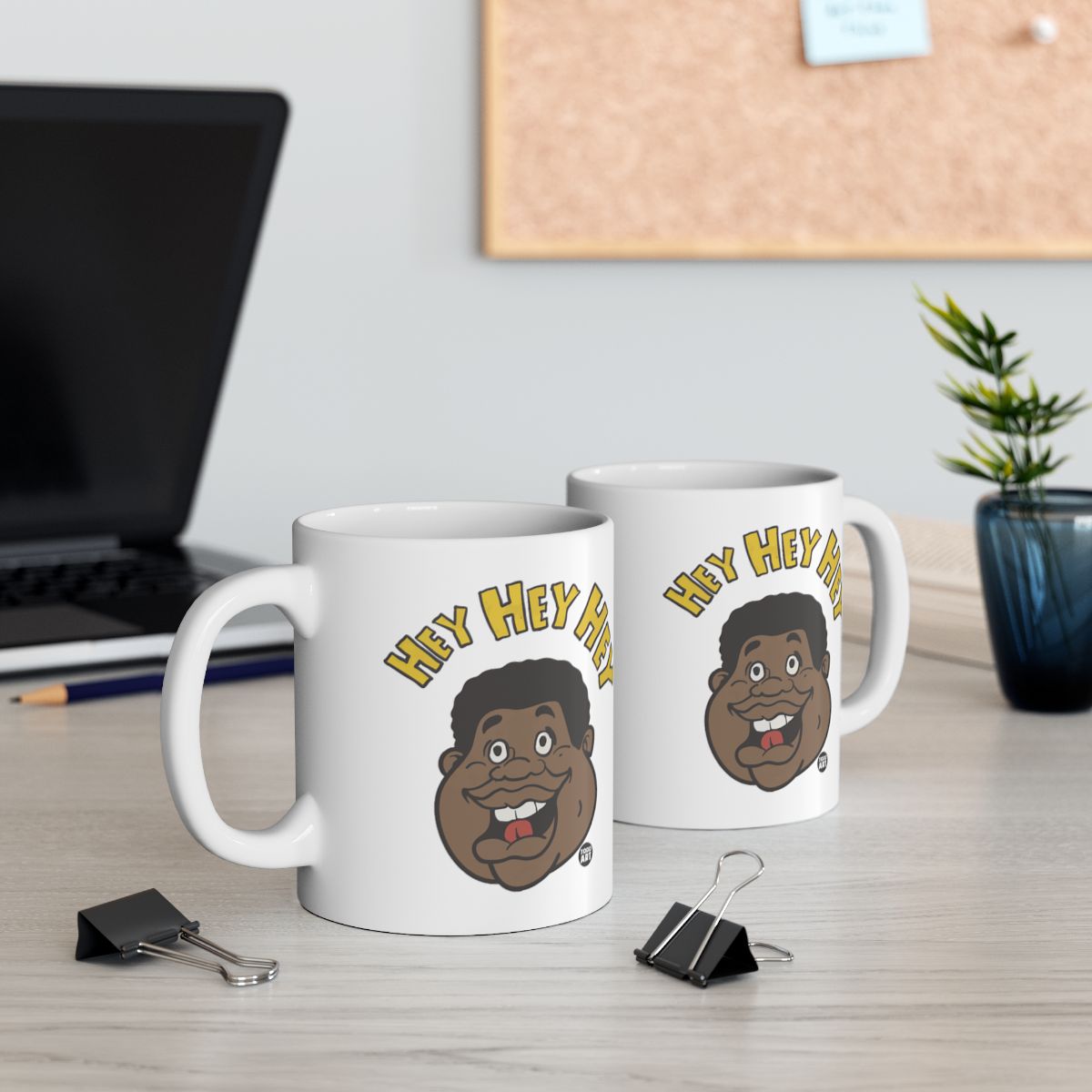 Hey Hey Hey Cartoon Character White Mug Product