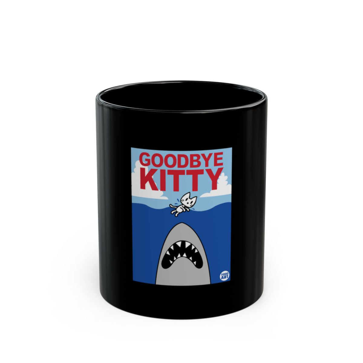 Black Goodbye Kitty Shark Design Mug
