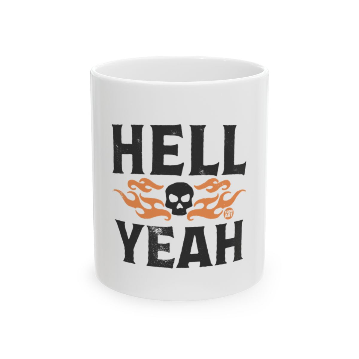 Hell Yeah Skull with Flames Graphic Design Mug