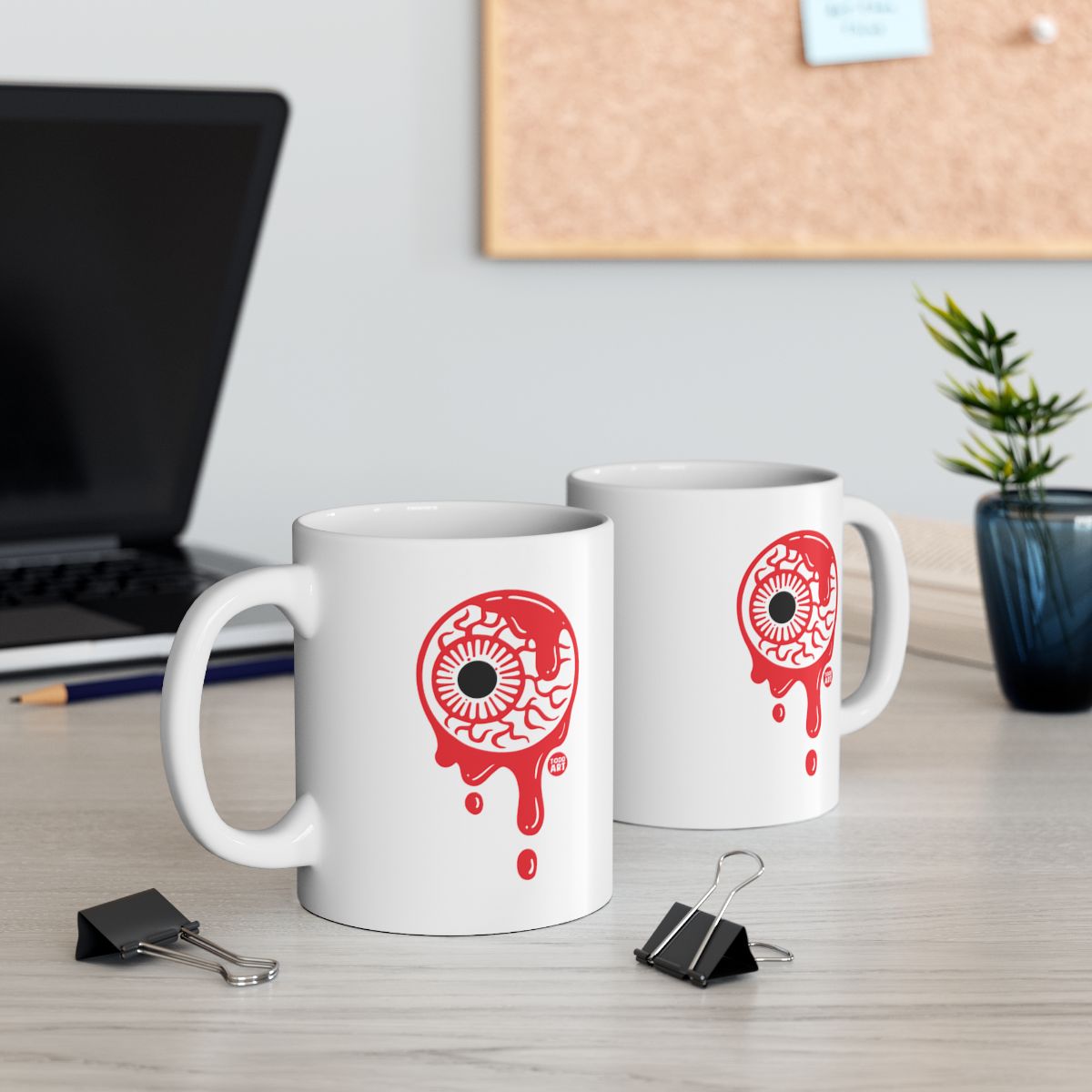 Dripping Eyeball Design on White Mug Office Product