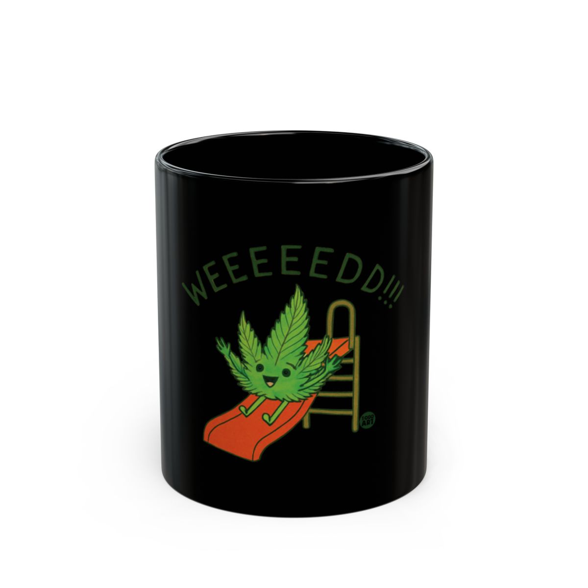 Weeeed Sliding Leaf Design on Black Mug