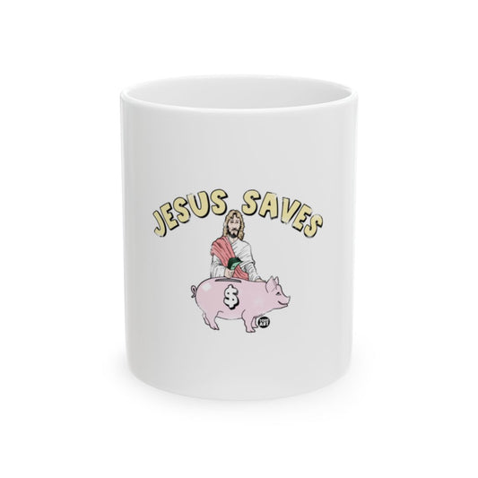 Jesus Saves Dollar Piggy Bank Mug Christian Cup