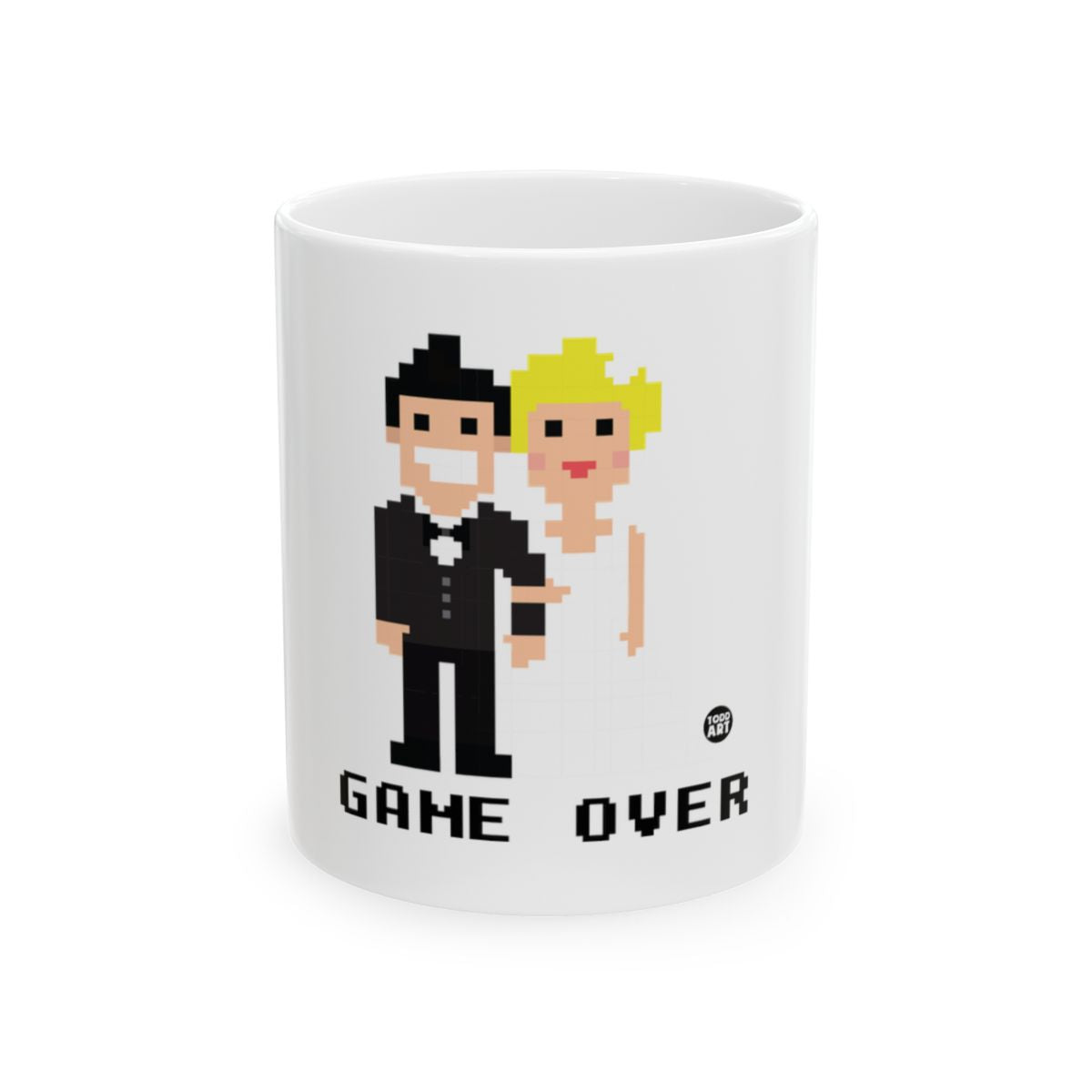 Game Over Pixel Art Wedding Mug Fun Drinkware