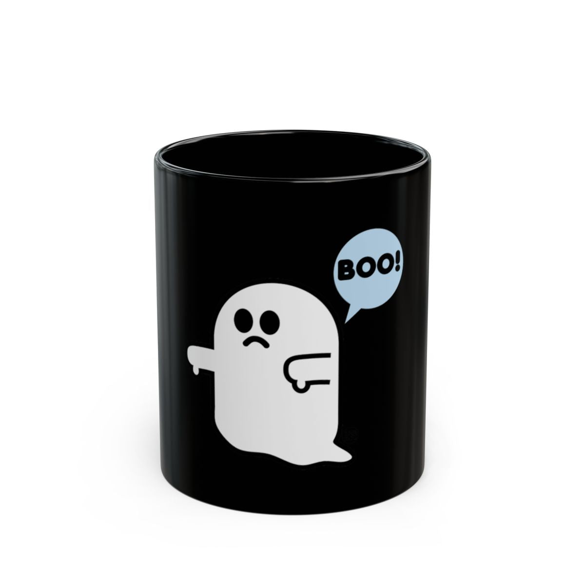 Black Mug with Cute Boo Ghost Design Halloween