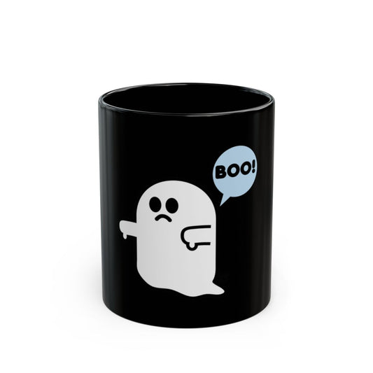 Black Mug with Cute Boo Ghost Design Halloween
