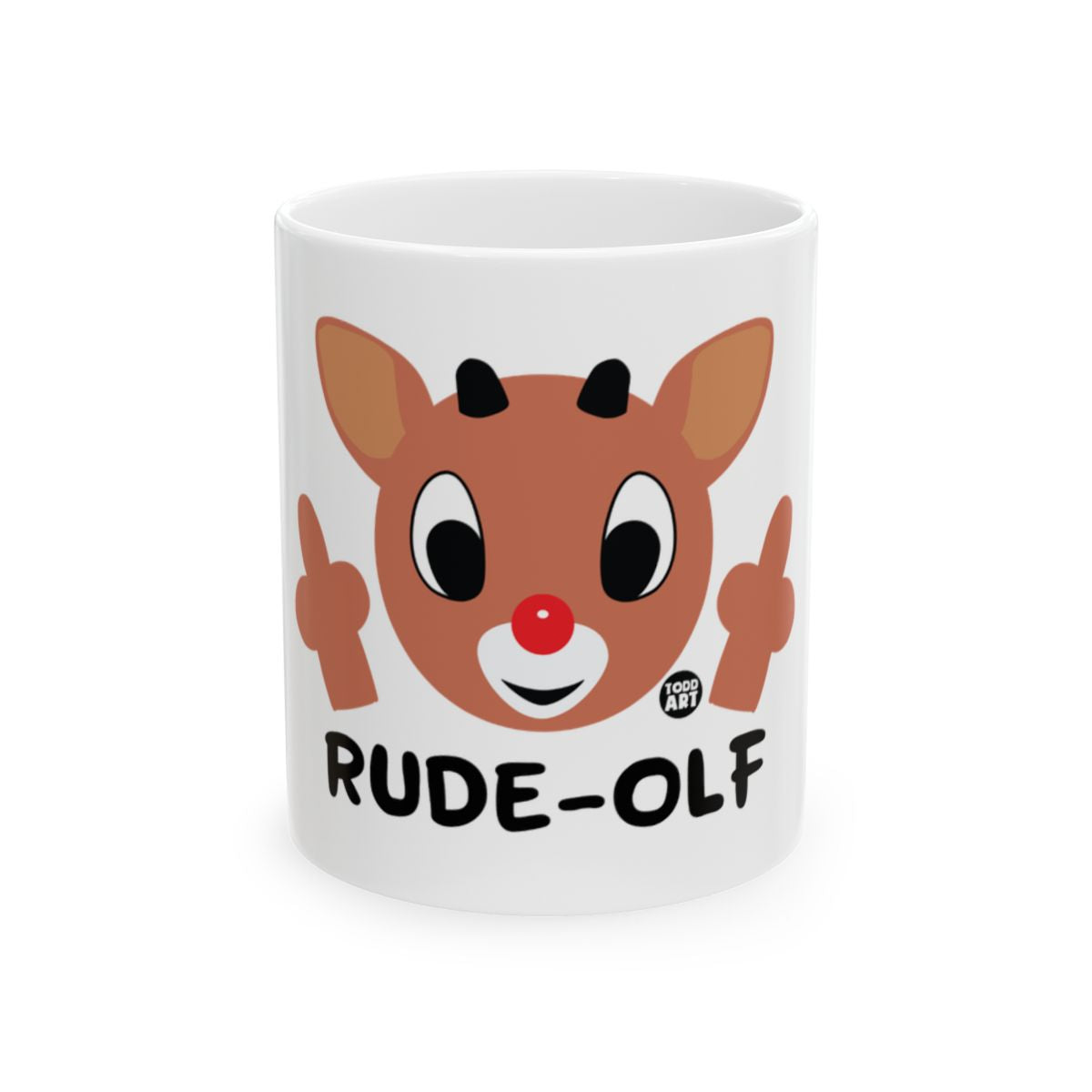 Fun and Unique Rude-Olf Design Coffee Mug for Holidays