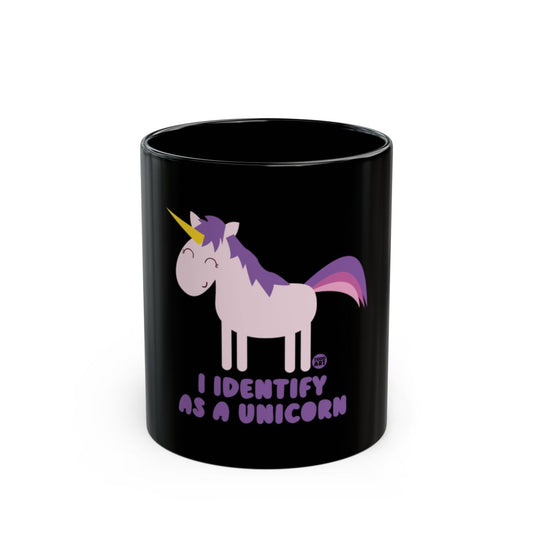 I Identify as a Unicorn Cute Black Coffee Mug