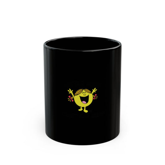 Cheerful Cartoon Character Black Mug