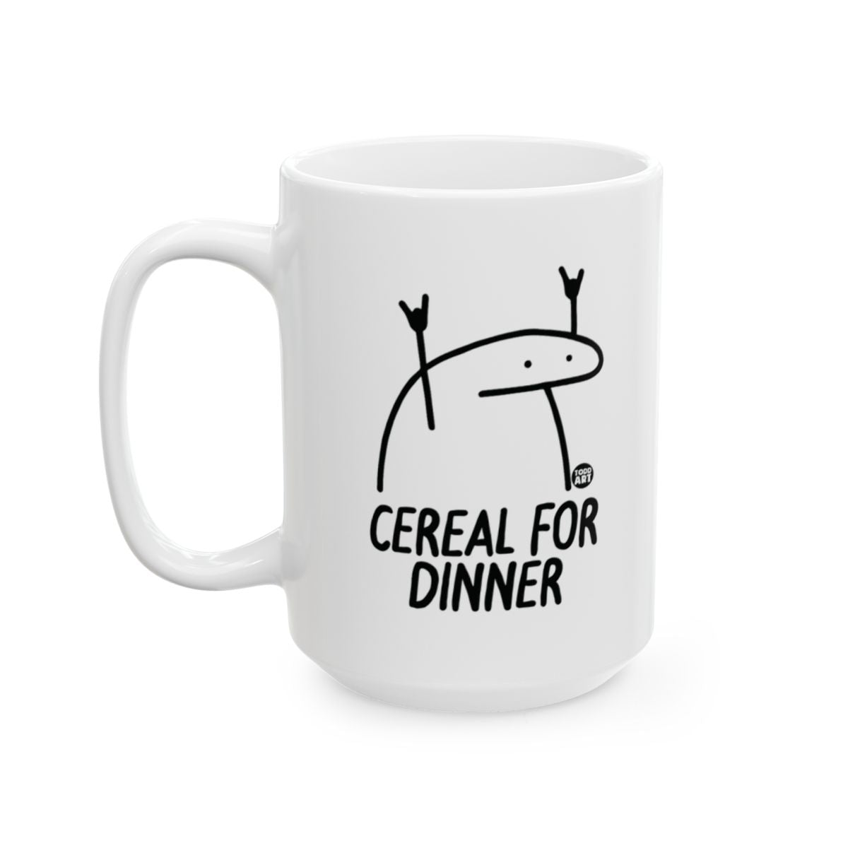 Funny Cereal for Dinner Cartoon Mug for Coffee Lovers