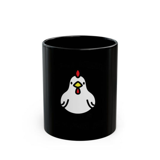 Funny Chicken Graphic on Black Mug